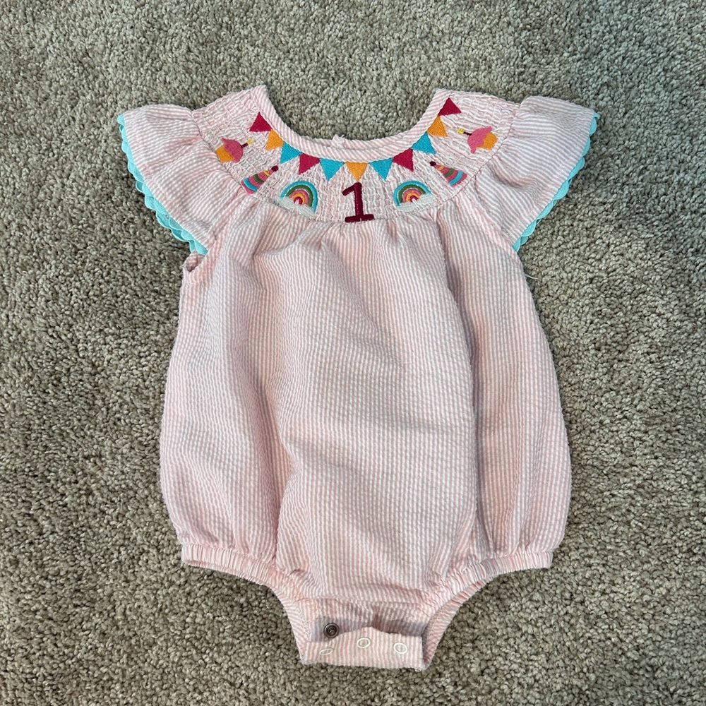 Smocked first birthday bubble